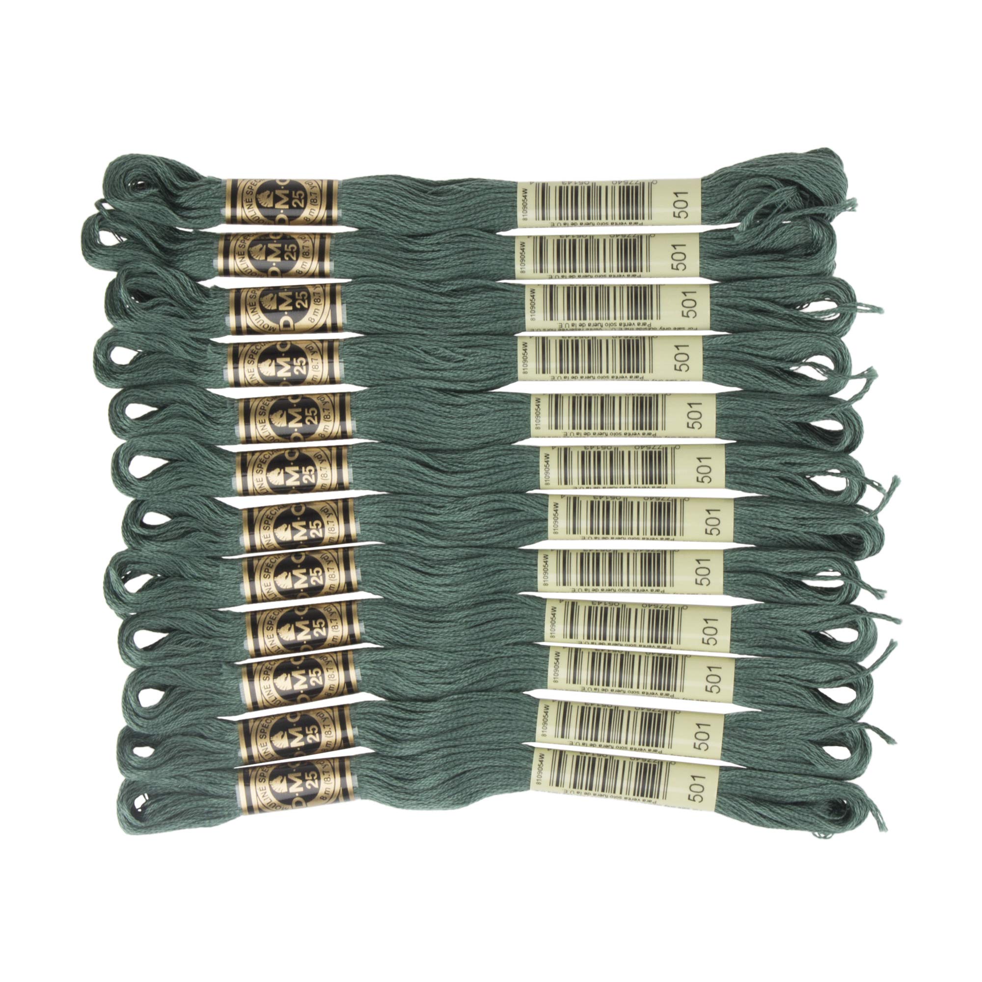 DMC 6-Strand Embroidery Cotton Floss, Dark Blue Green ,Pack of 12