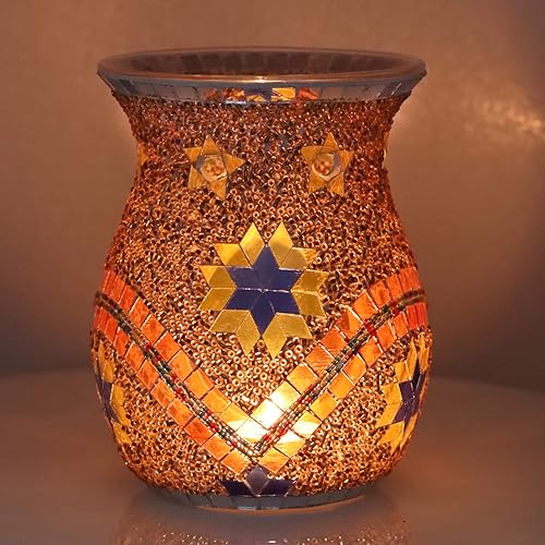 Miniatura 3 de SHMILMH Quemador de aceite esencial, difusor de aceite de aromaterapia de incienso, calentador de fragancia, candelabro de vidrio de mosaico para