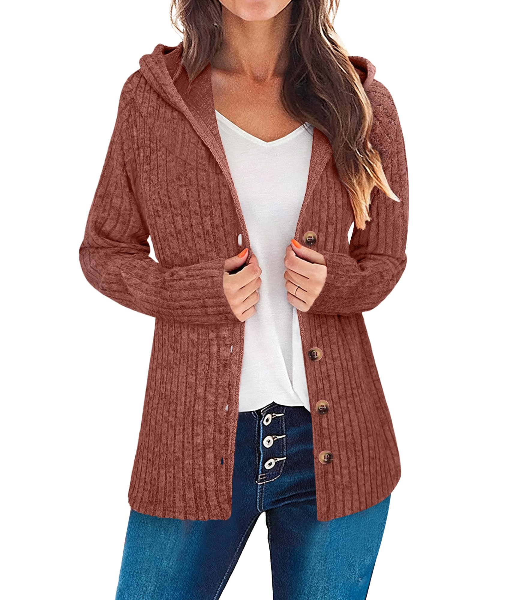 Cardigan Sweaters for Women Button Essentials Hoodies Long Sleeve Tops Business Casual Outfits Fashion Clothes 2025-image-49