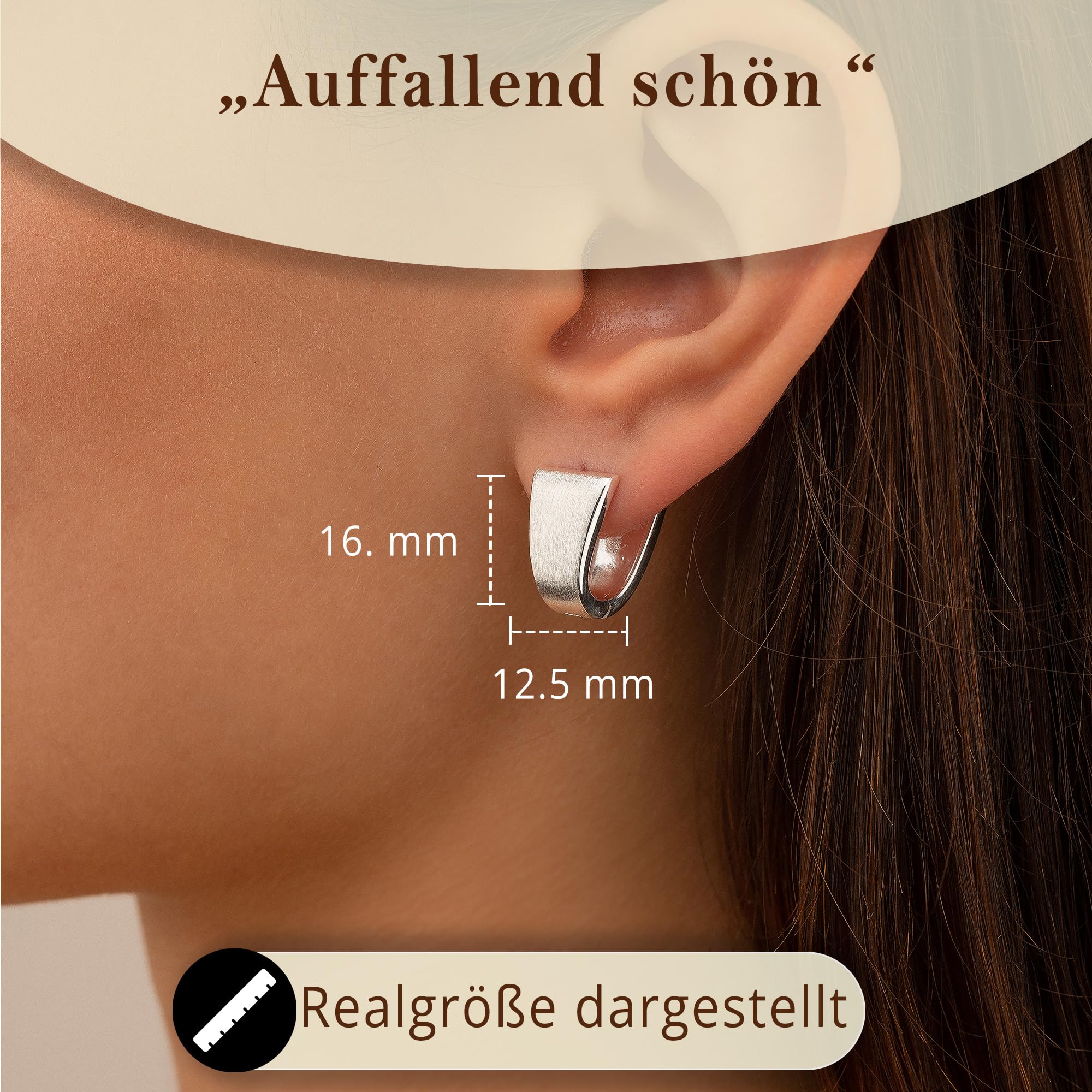 Cassini Ovale Creolen Silber 925 – Mattierte Klappcreolen für Damen, Mittelgroß & Allergiefrei, Elegante Silberohrringe für Alltag, Büro und besondere Geschenkideen, 3CSY