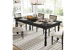 Tribesigns 62" Black Farmhouse Dining Table: Rustic Charm for Modern Dining