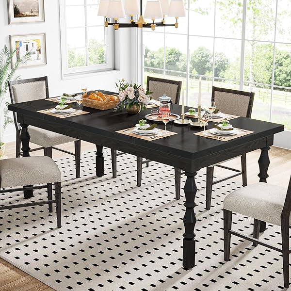 Black Farmhouse Table with Turned Legs
