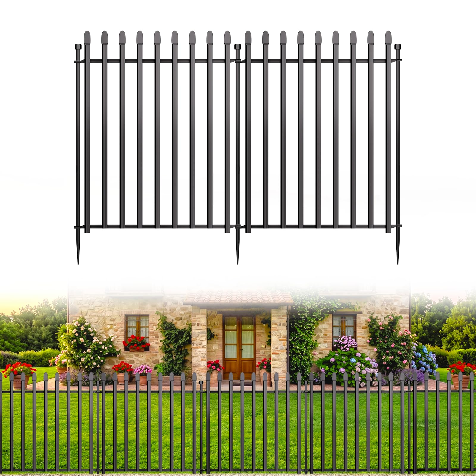 MIWEVRO 10-Panel No Dig Garden Fence