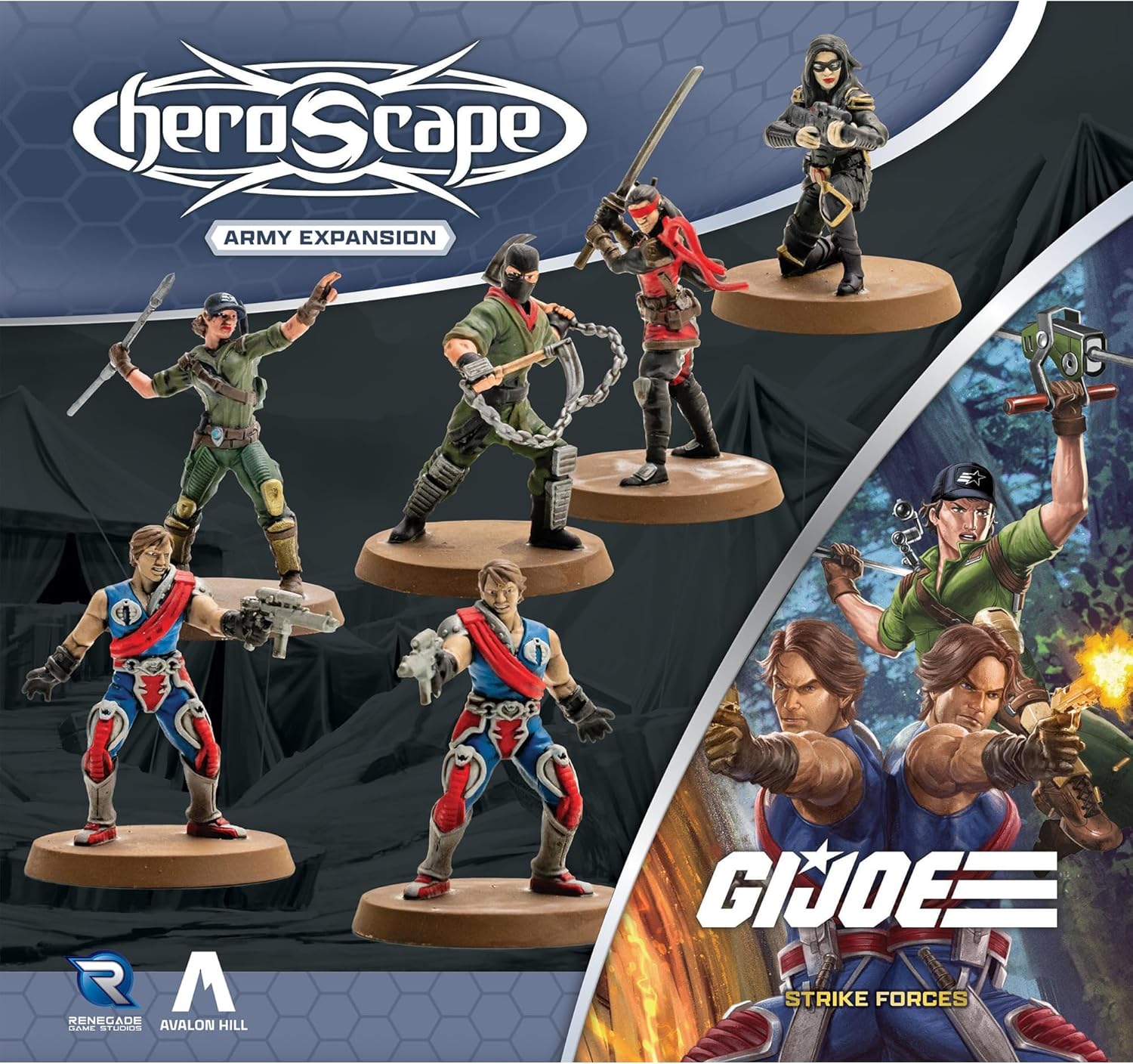 Renegade Game Studios GI Joe Heroscape Strike Forces Army Expansion - 4 Heroes, 2 Squads, Tactical Glyphs