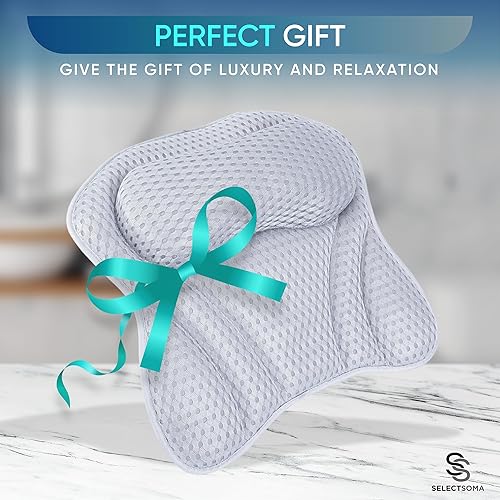 Miniatura 9 de SelectSoma Almohada de bañera de alta calidad con malla 4D gruesa para soporte de cabeza, cuello y espalda, almohada de baño de lujo de secado