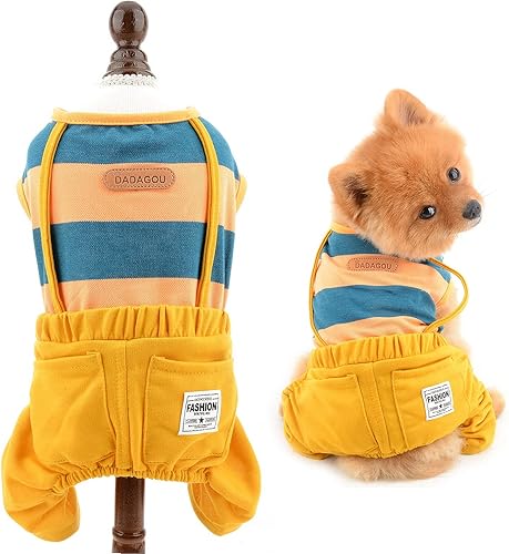 SMALLLEE_LUCKY_STORE Mono de camisa de rayas anchas para mascotas Mono para perros pequeños Gatos Niño Niña Cachorro Suéter Chaleco con Pantalones