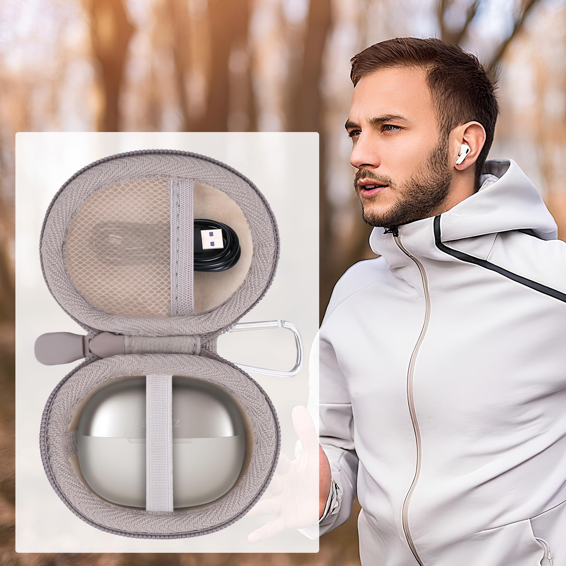 Aenllosi für SHOKZ OpenDots ONE Open-Ear-Kopfhörer, Hartschalen-Reiseetui zum Schutz, Clip-On-Ohrhörer-Abdeckung für kabellose Bluetooth-Ohrhörer, Grau (nur Etui)