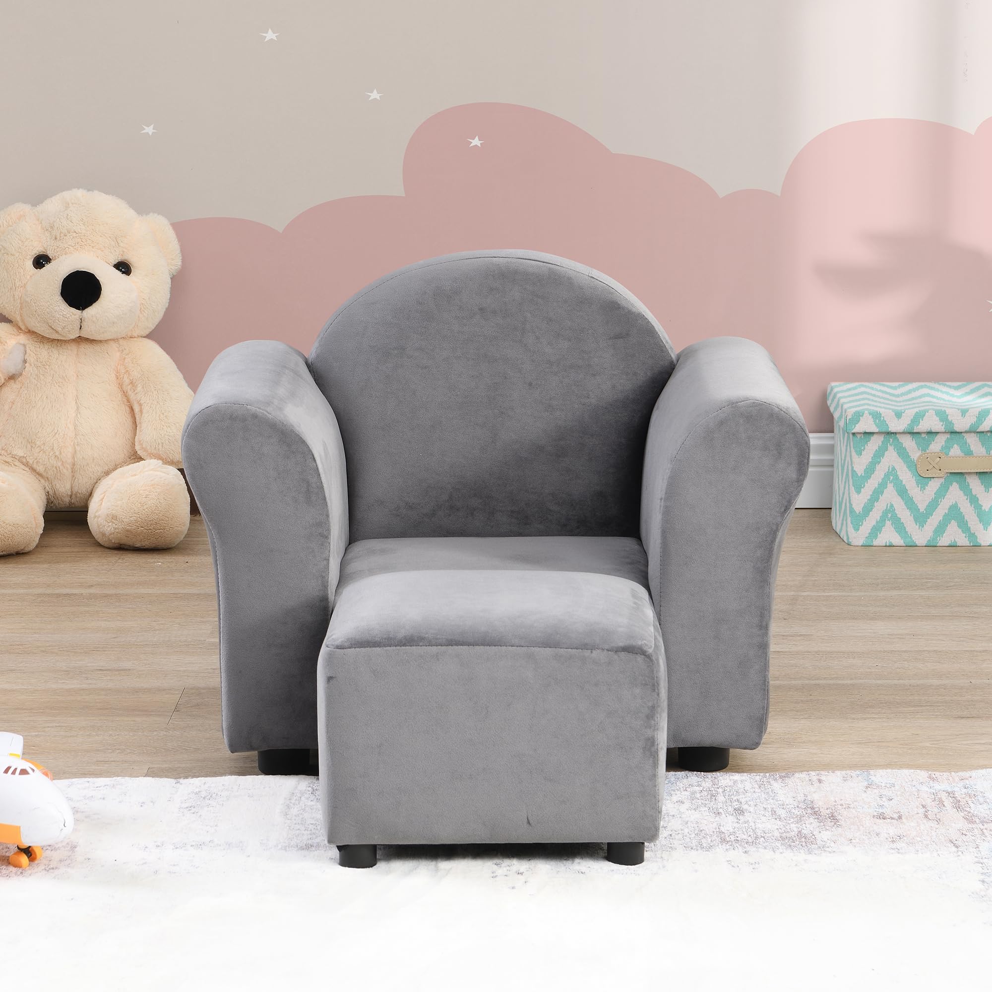 RGkuti Kids Chair, Kids Upholstered Couch with Ottoman