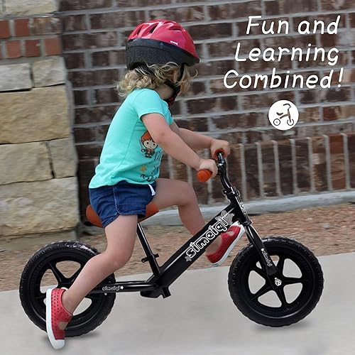 Miniatura 8 de SIMEIQI Bicicleta de equilibrio de 12 pulgadas para niños de 2 a 5 años, asiento y manubrio ajustables, neumáticos sin planos, bicicleta de