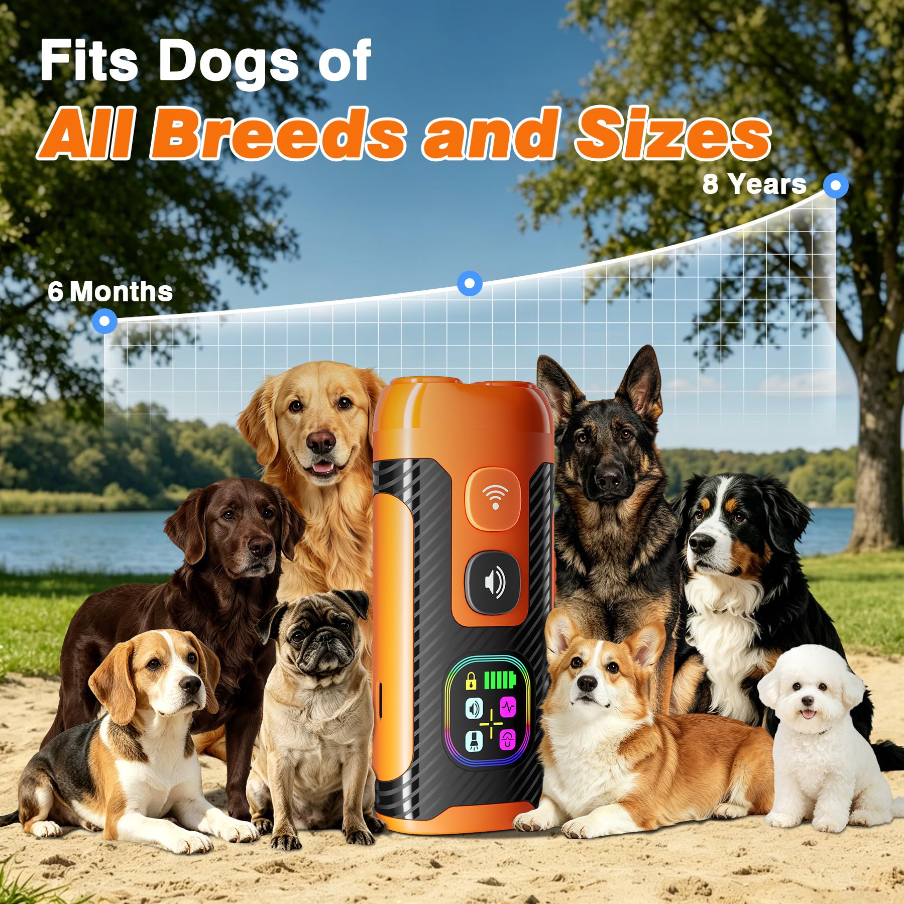 Appareil anti-aboiement pour chiens - Double ultrasons (fixe 25 kHz/adaptatif 20-30 kHz), contrôle des aboiements jusqu'à 15,2 m, arrête humainement les aboiements des voisins et des propres