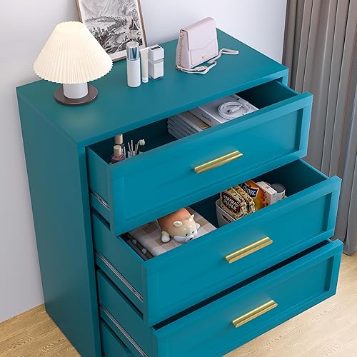 Miniatura 19 de Cómoda de metal con 4 cajones, cómoda para dormitorio, armario de almacenamiento con 4 cajones, aparador para entrada, sala de estar, industrial