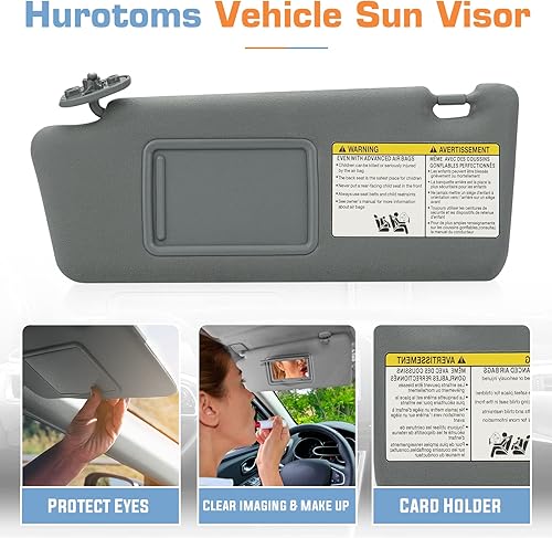 Miniatura 7 de Hurotoms Visera solar del lado del pasajero derecho sin luz para Toyota Tacoma 2005 2006 2007 2008 2009 2010 2011 2012, repuesto 74310-04081-E0,
