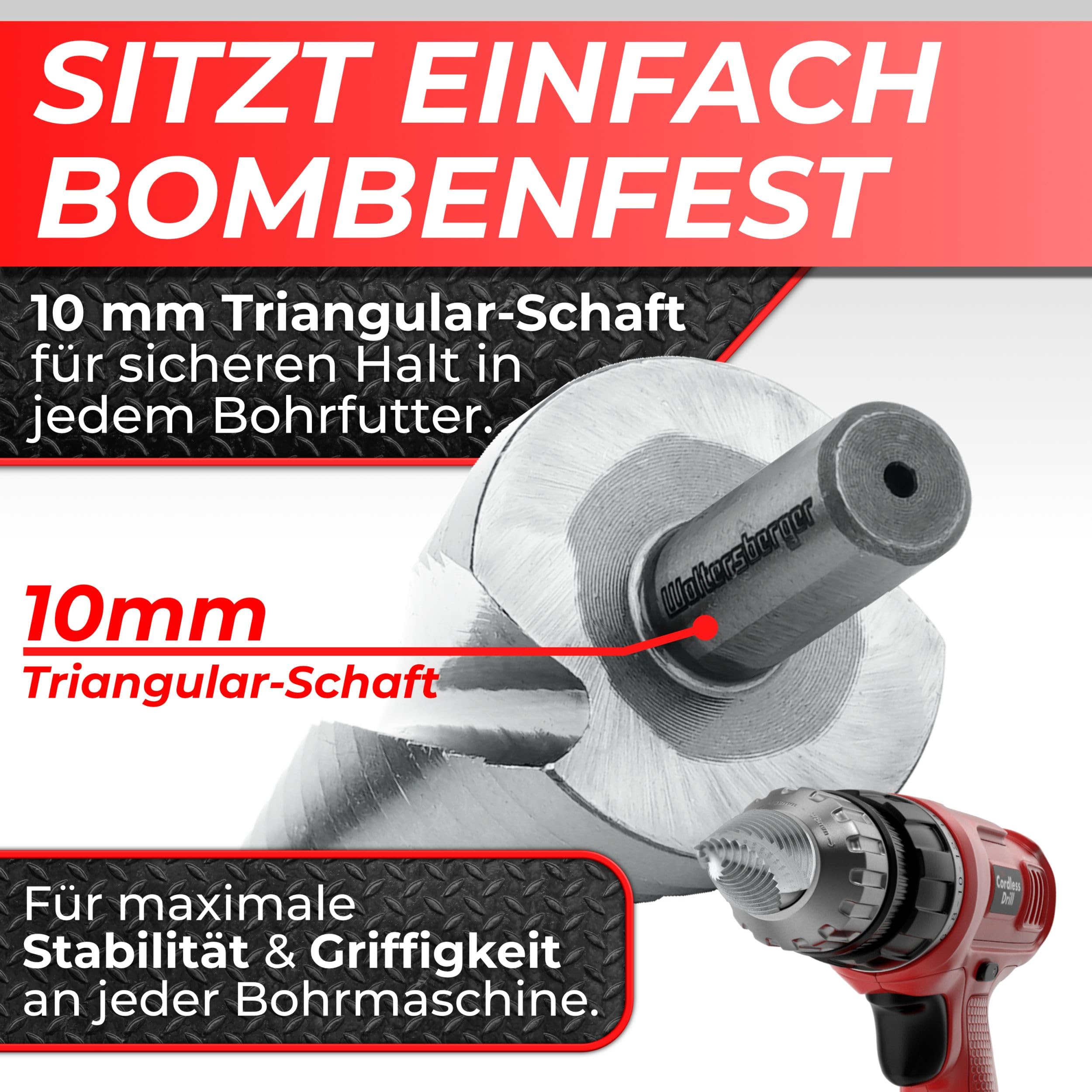 Woltersberger® HSS Stufenbohrer con albero da 10mm | Trapano conico Ø 4-32mm a spirale | HSS Stufenbohrer con 15 livelli adatto per molti portapunta | Ideale per metallo, legno, alluminio, ottone
