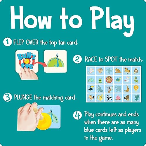Miniatura 3 de ROO GAMES Bull's Eye - Juego de emparejamiento de animales de ritmo rápido - para mayores de 3 años - Flip A Card, sumerge el partido y gana!