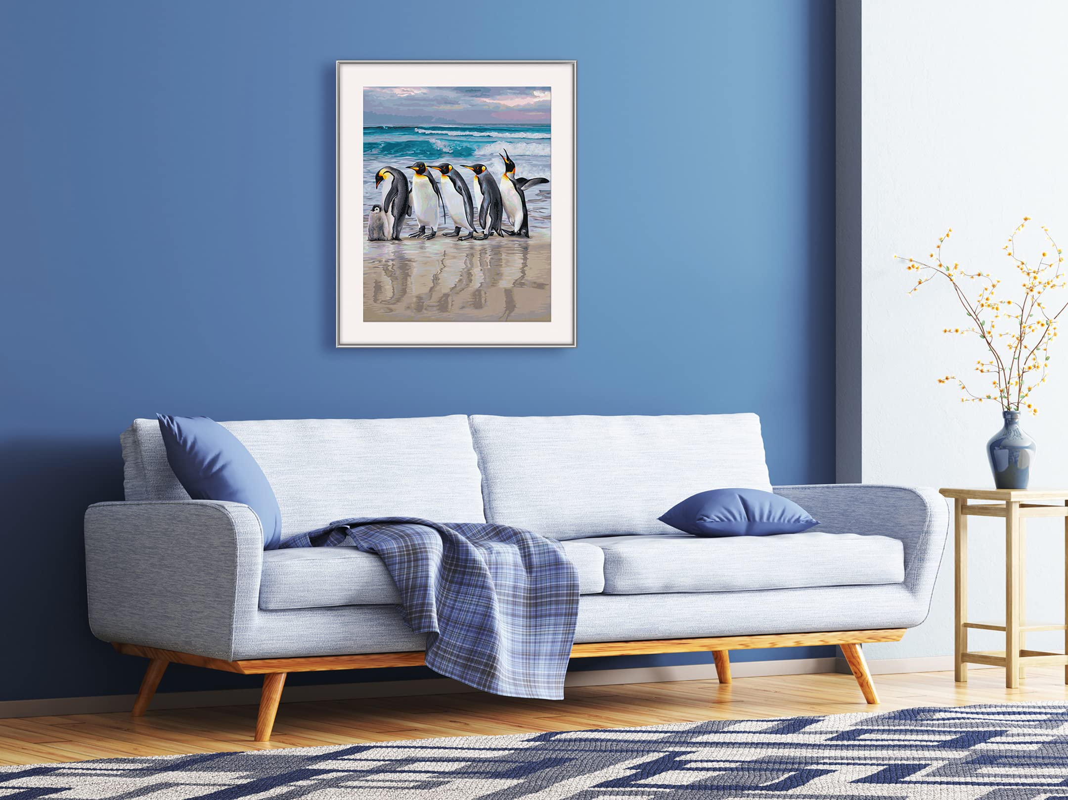 Schipper 609130887 Malowanie według numerów – pingwiny cesarskie – obrazy dla dorosłych, łącznie z pędzlem i farbami akrylowymi, 40 x 50 cm