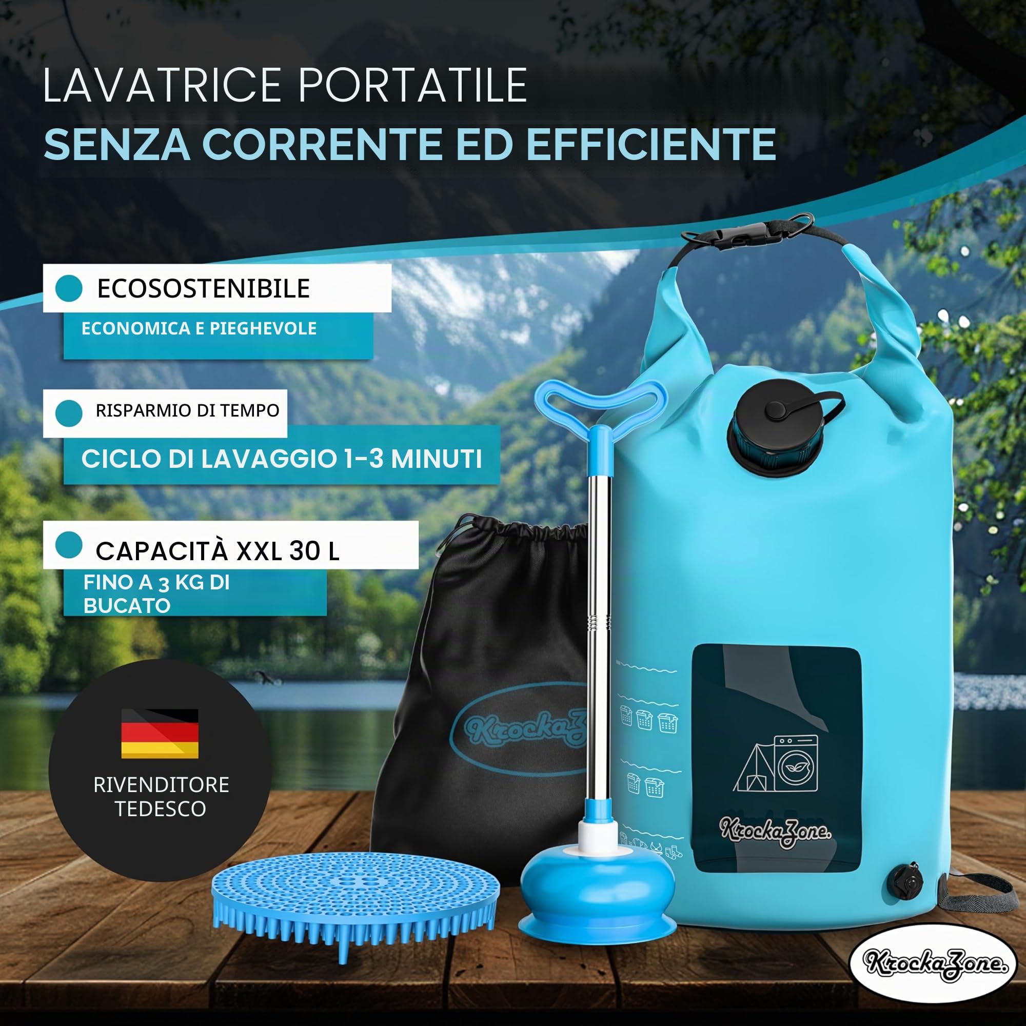 Lavatrice portatile senza corrente – Set pieghevole per lavabo, piccolo e leggero per il lavaggio a mano, lavatrice da viaggio, mini borsa per il lavaggio a mano, per campeggio, viaggi, vacanze