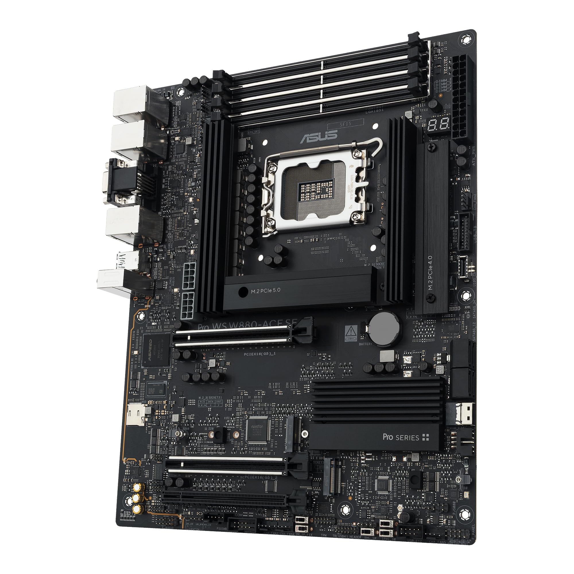 ASUS Pro WS W880-ACE SE Carte mère Intel LGA1851 (ATX, PCIe 5.0, DDR5, Dual 2,5 Go Ethernet, 4 x M.2, BIOS Flashback, AI Cooling II)
