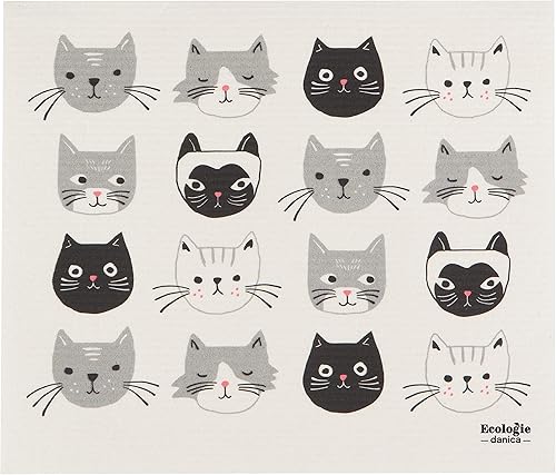 Now Designs Esponja Sueca Seco Mat Gatos Meow, 12 x 14 pulgadas