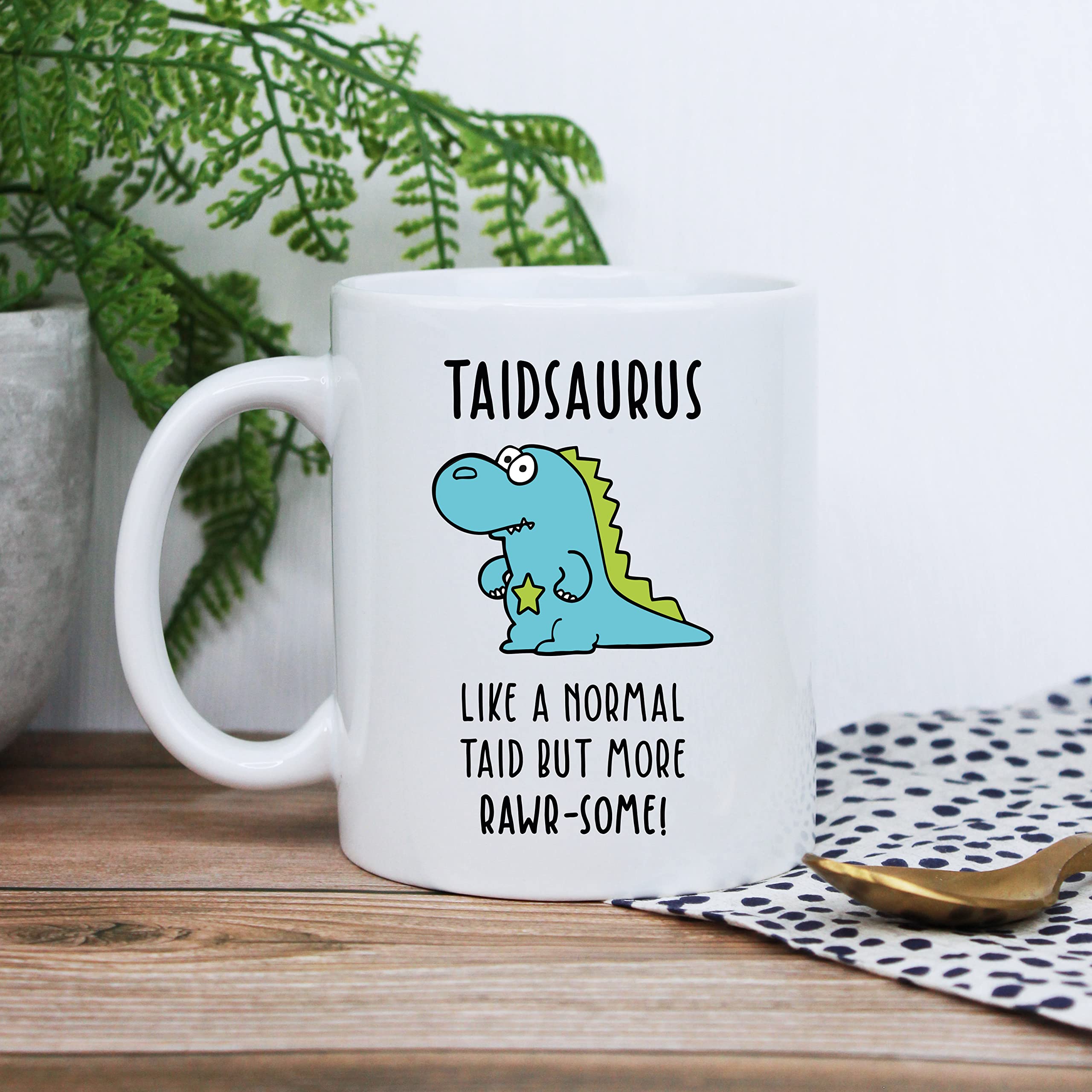 eBuyGB Taidsaurus Mug, Taid Mug, Dinosaur Mug, Printed Coffee Mug, Father's Day Gift for Welsh Grandad, Grandpa, Birthday Gift, Funny Present
