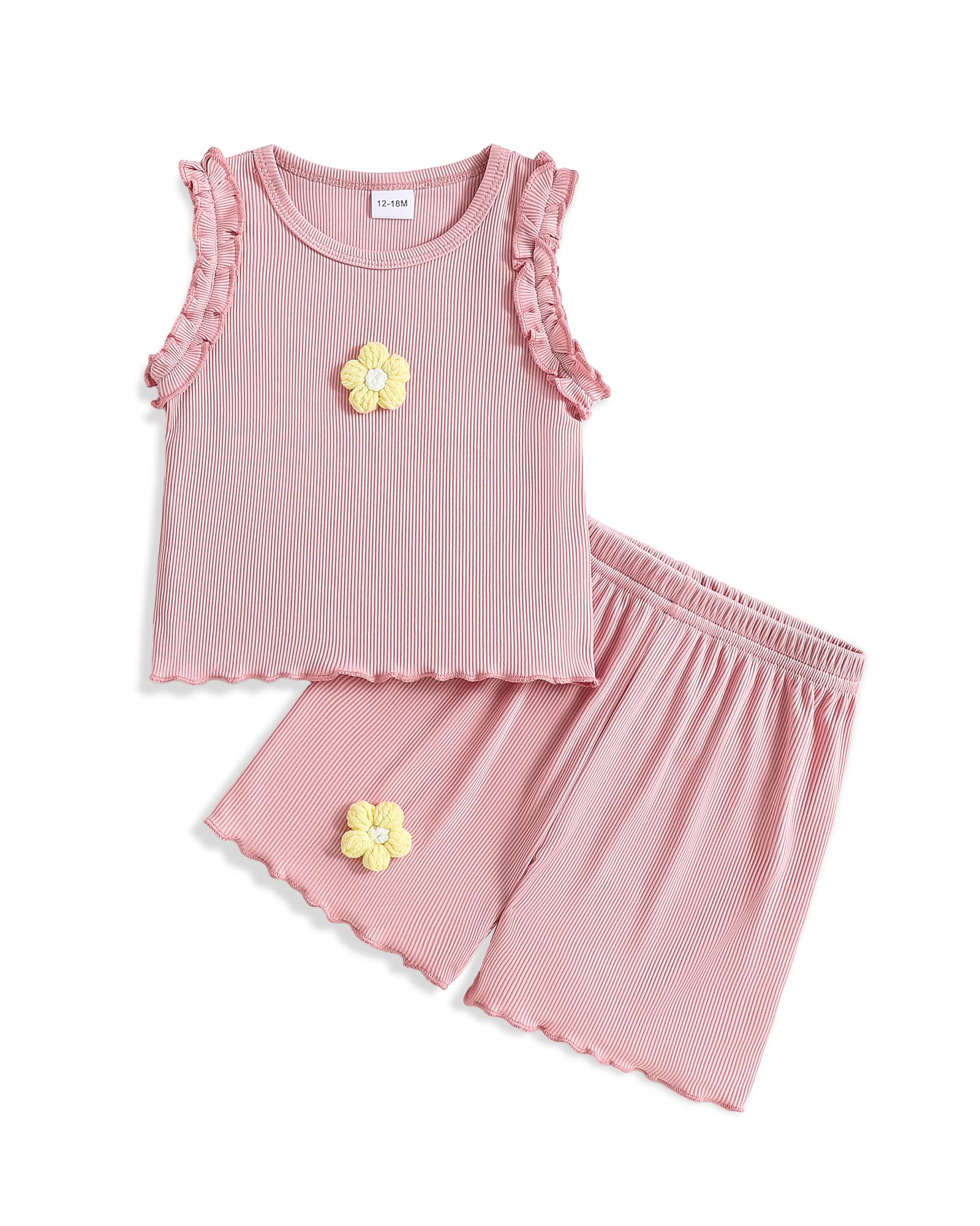 Weebaby Toddler Girl Clothes Baby Summer Outfits Sleeveless Halter Top Ruffle Short Set Cute Kids Clothes Girls
