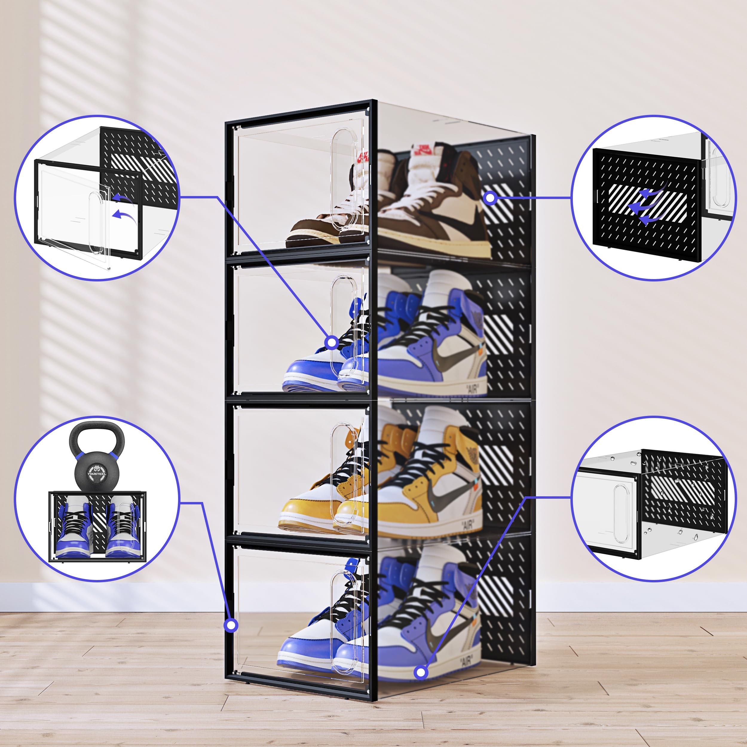 Snapklik.com : JOISCOPE Sturdy 12 Pack Shoe Storage Organizer, Shoe ...