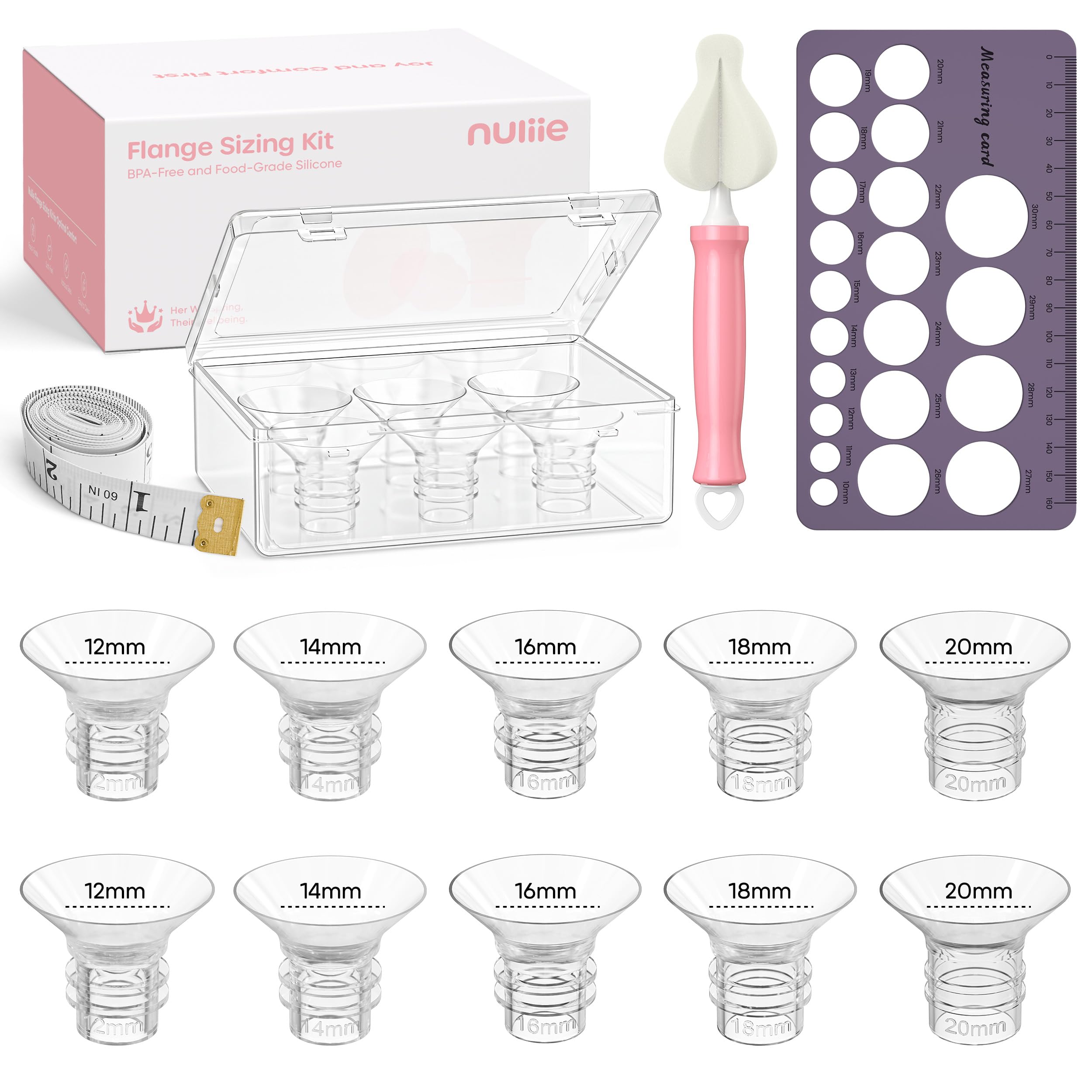 Photo 1 of Nuliie Silicone Flange Inserts 12/14/16/18/20mm 10PCS for 24mm Breast Pump