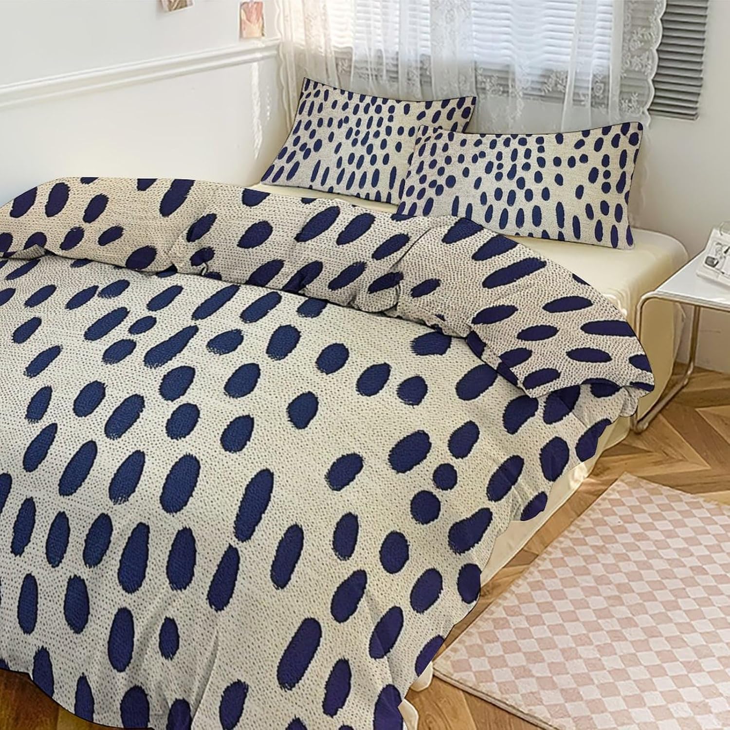 Navy Blue King Size Duvet Cover Set Antelope Leopard Print Bedding Duvet Cover 3 Piece Set Animal Decor Soft Double Fibre Cover with Zipper 3 Piece Bedding Full Set