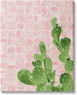 Stupell Industries Prickly Pear Cactus Plant Pink Abstract Geometric Pattern, Design by Jen Bucheli Canvas Wall Art, 30 x 40