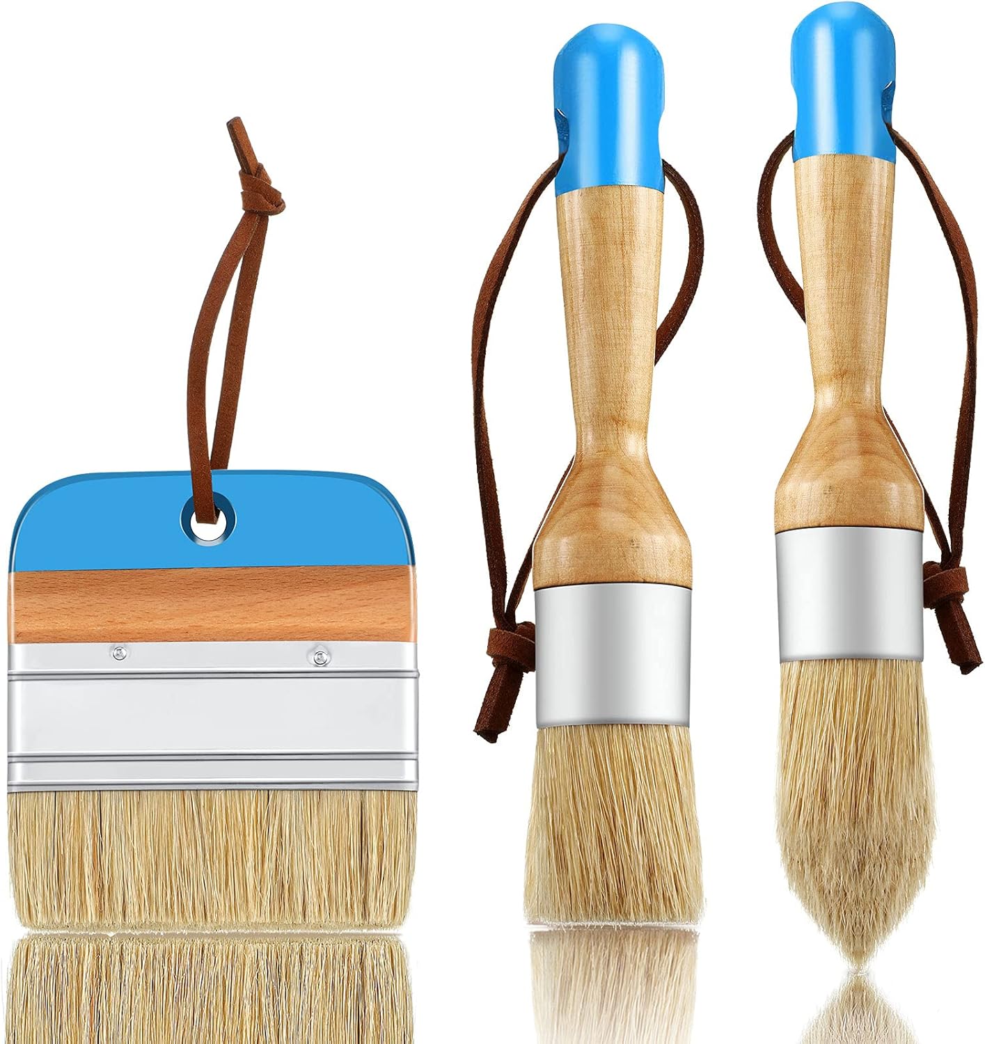 Boao 3 Pcs Chalk Paint Brushes Oval Paint Brush Chalk Paint