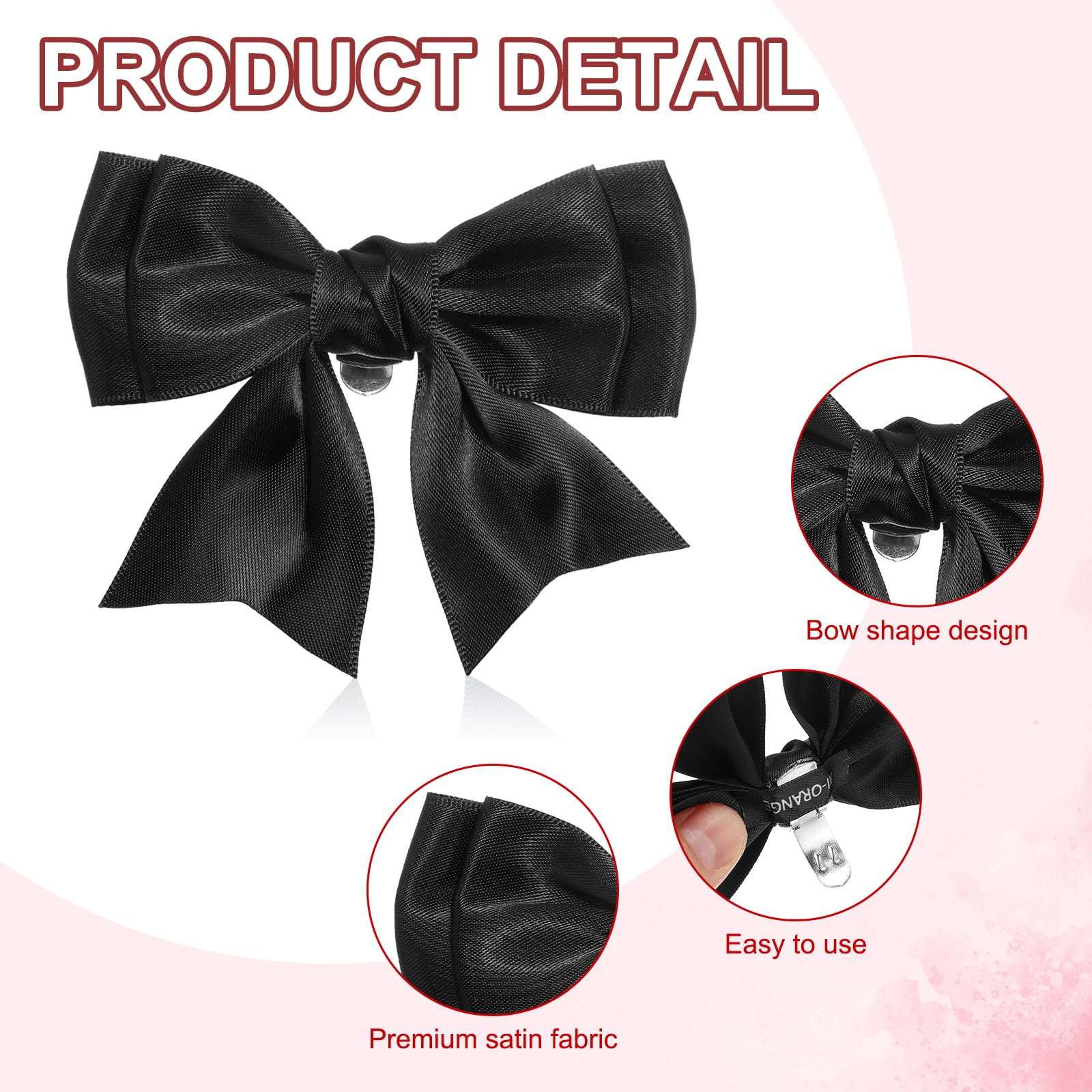 PATIKIL Shoe Clips with Bow for Women, 2 Pieces Detachable Satin Elegant Shoe Clips with Bow, Cute Shoe Buckle Ornament for Wedding, Party, Decoration, Black — view 3