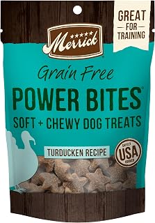 Merrick Power Bites Natural Soft And Chewy Real Meat Dog Treats, Grain Free Snack, Real Turducken Recipe - 6 oz. Bag