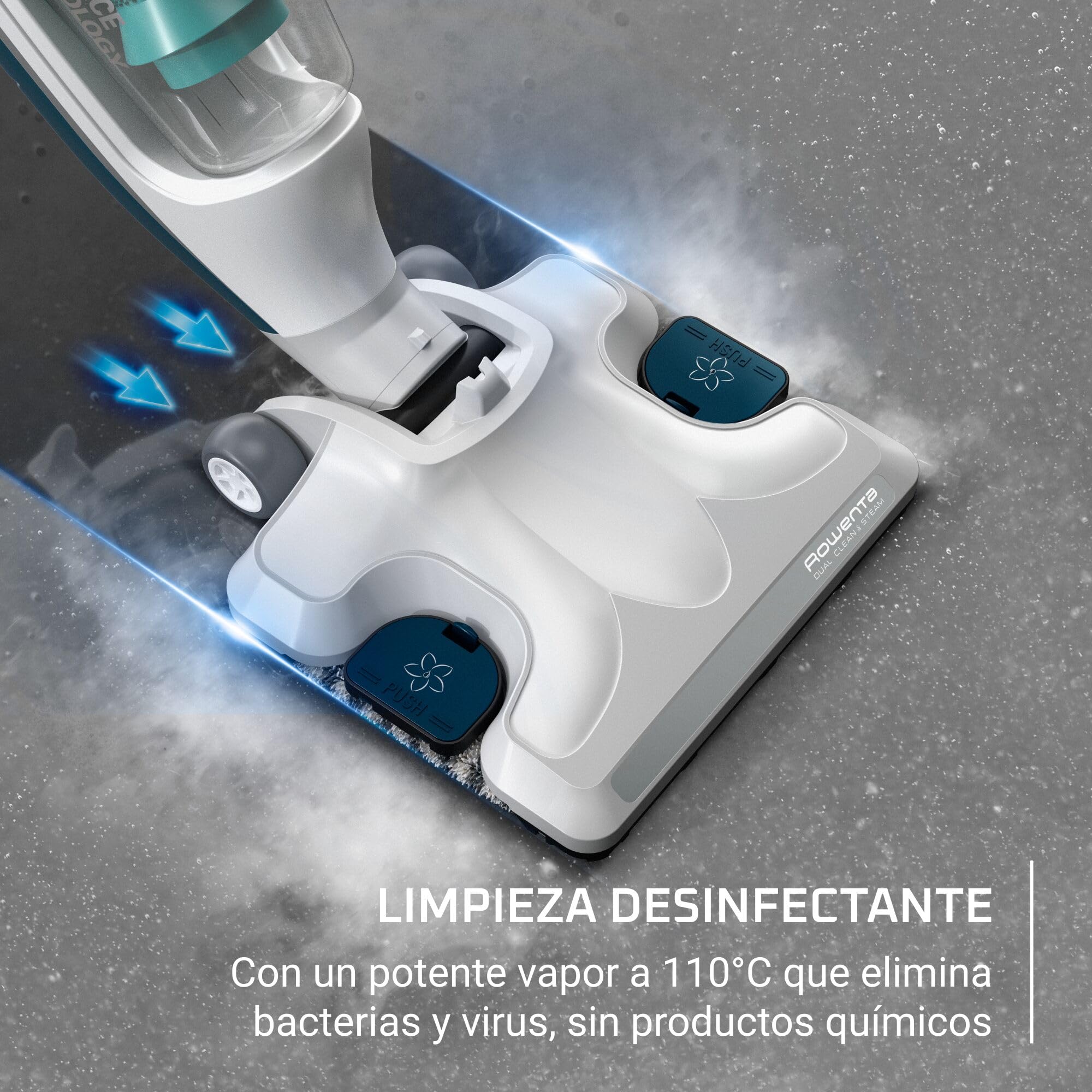 Rowenta Clean&Steam Revolution-Aspiradora a vapor,1500W potencia, aspira y vaporiza,eficacia de una sola pasada,elimina el 99,9 % de los gérmenes, suelos duros y moquetas,filtro antical,RY7757