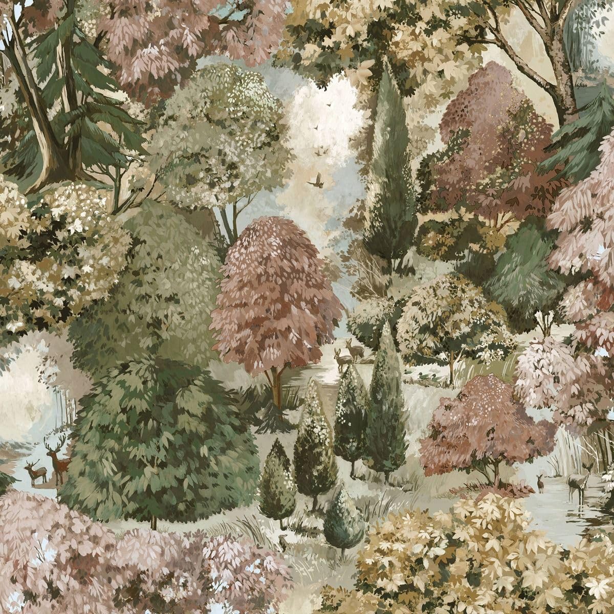 Basildon Forest Rust Green Wallpaper Forest Wildlife Trees Paste The Paper