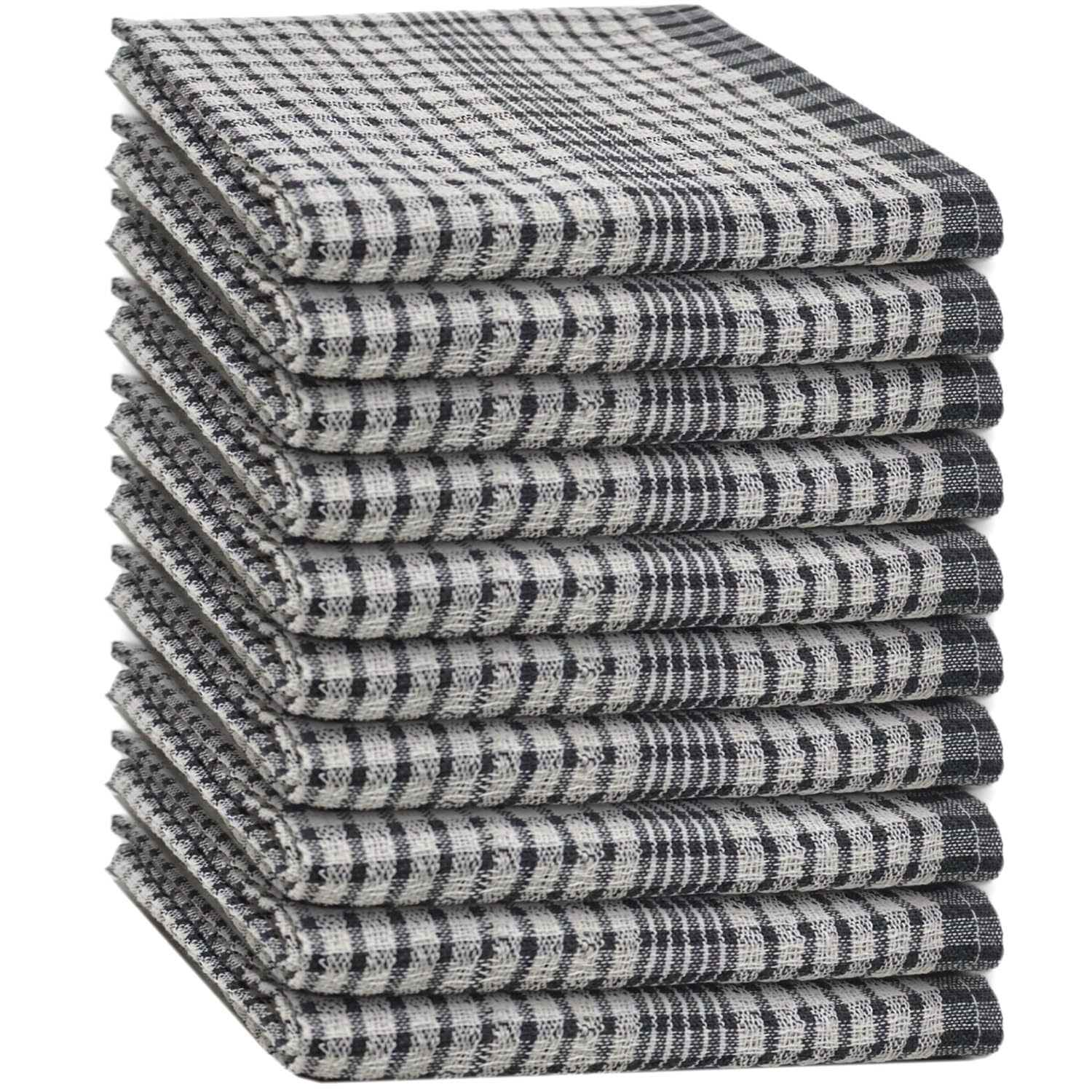 Casabella Grey. Wonderdry Tea Towels - 100% Cotton Kitchen Towels 50X70 Cm Pack Of 10 Cleaning Cloth, Highly Absorbent & Thick, Dish Cloths For Washing Up - Grey Tea Towels