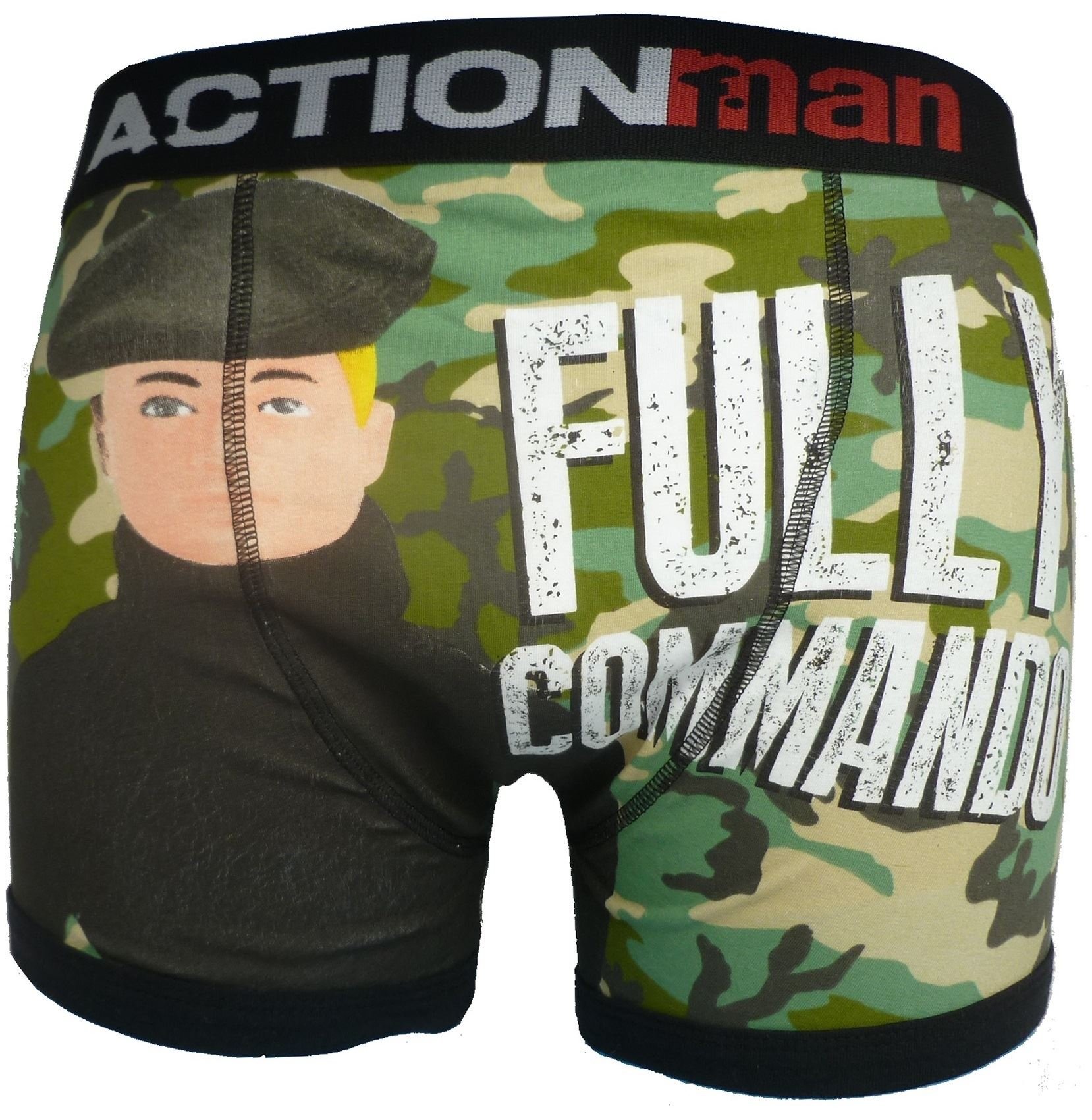 Mens Action Man Fully Commando Character Boxer Shorts Underwear, Extra Small