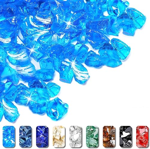 Miniatura 1 de Grisun vidrio ignífugo para cuenco de fuego, 12 pulgada de alto, 10 libras, brillo reflectante, rocas de vidrio templado para gas natural o propano,