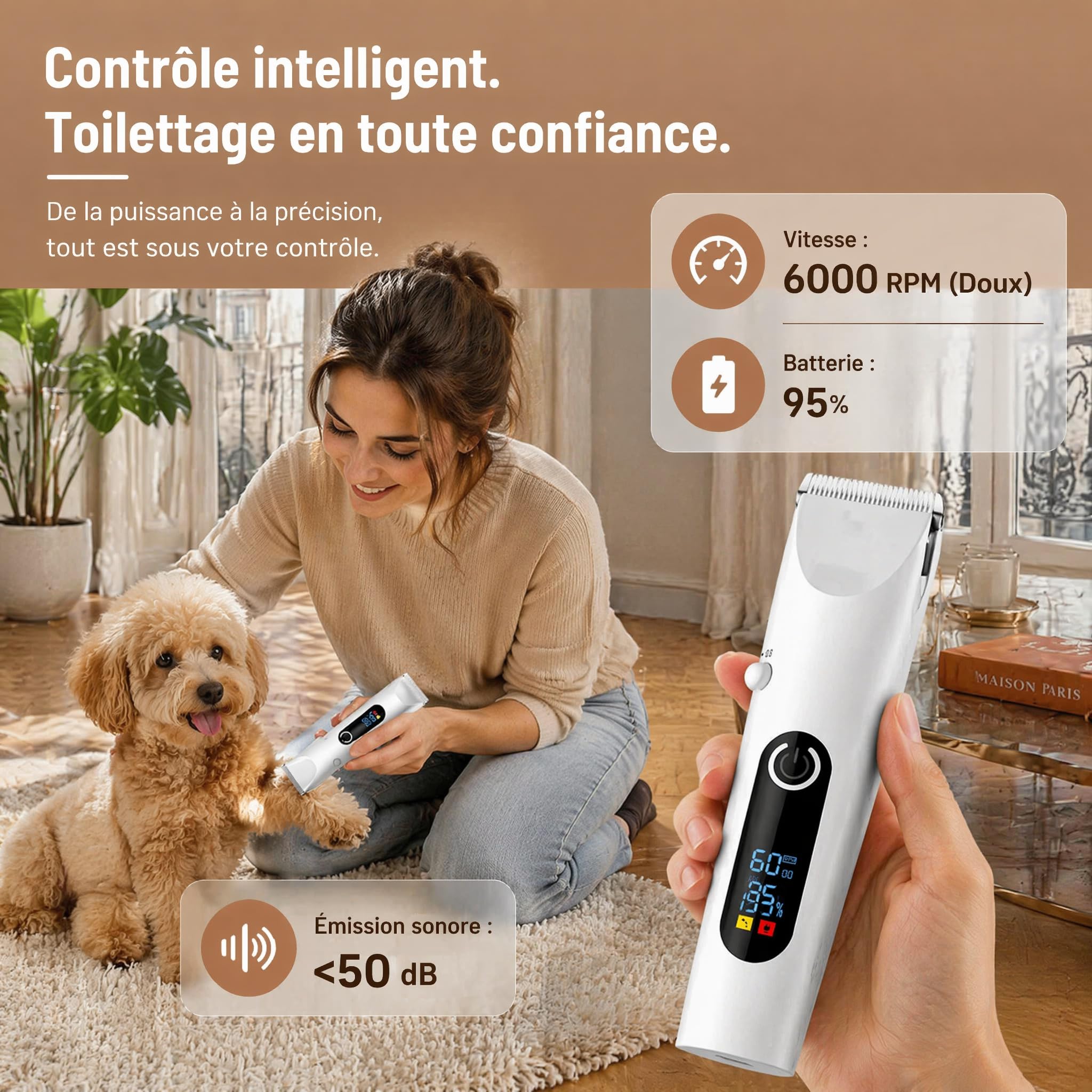 Tondeuse Pour Chien, 2026 Dog Clipper, 2 Vitesses Avec éCran Led，Style 5