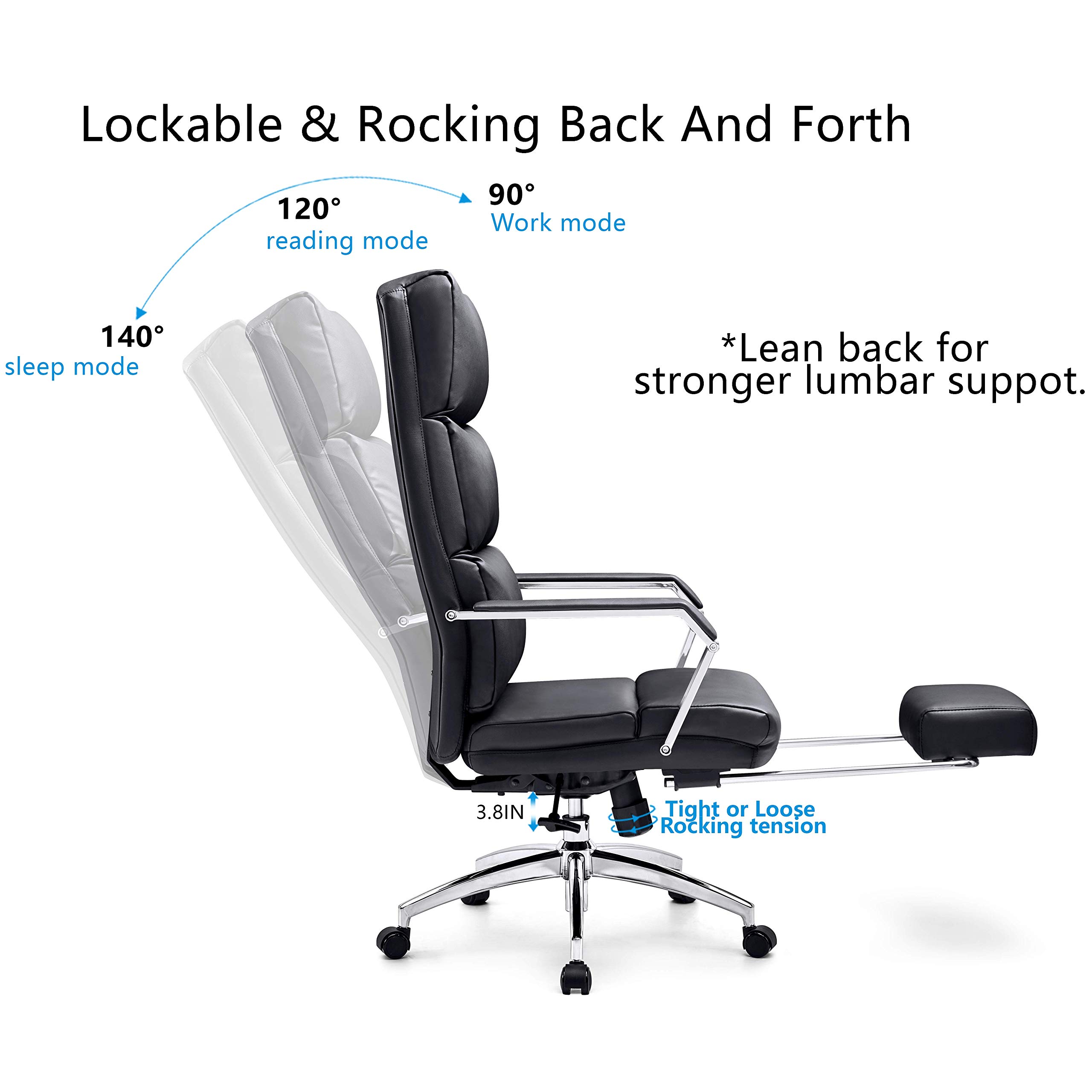 Buy Ticova Executive Office Chair Big & High Back Rocking PU Leather