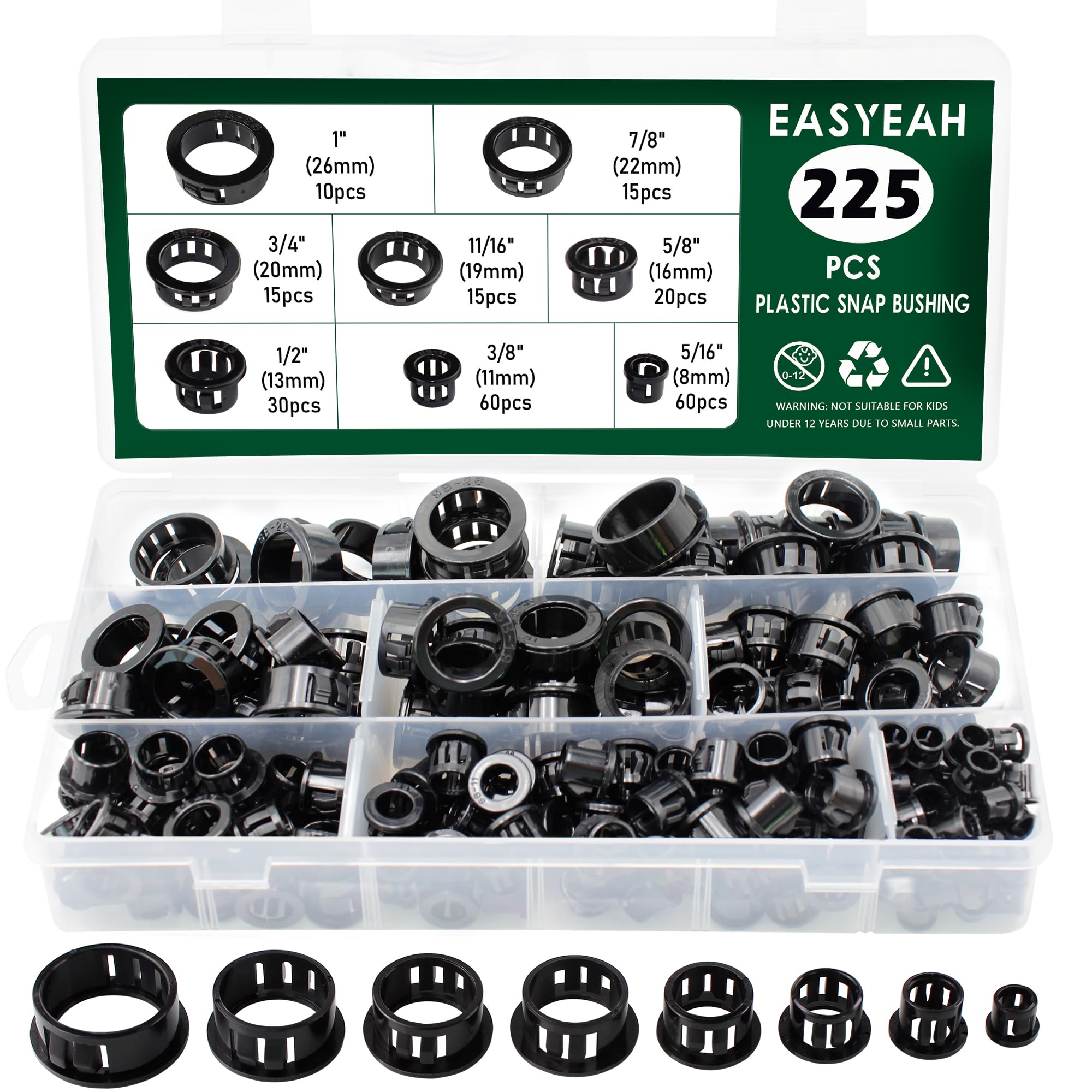 EASYEAH Black Snap-in Grommets - Cable Protection -19