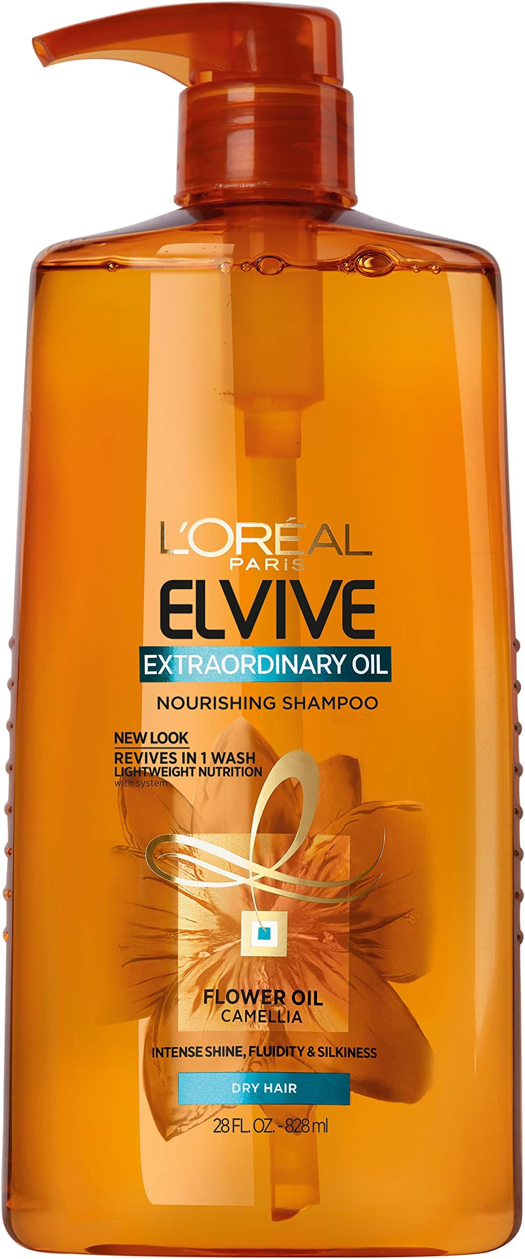 L’Oréal Paris Elvive Extraordinary Oil Nourishing Shampoo, for Dry or Dull Hair, Shampoo with Camellia Flower Oils, for Intense Hydration, Shine, and Silkiness, 28 Fl; Oz
