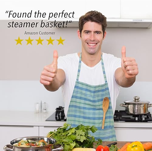 Miniatura 6 de Cesta vaporizadora de vegetales Premium 5.5 -9.3 in best bundle. Se ajusta a las ollas de presión. 100% acero inoxidable. Accesorios Prima. Dúo.