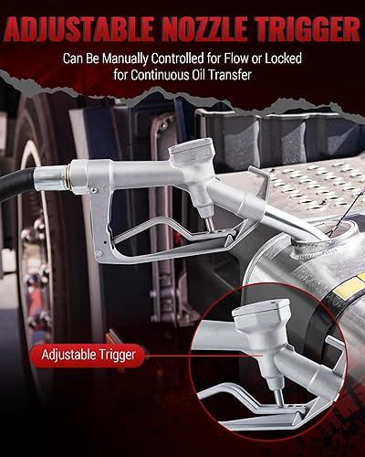 Miniatura 5 de Kit de bomba de transferencia de diesel Reywoo, bomba de transferencia de aceite eléctrica de 12V CC con mangueras de boquilla, bomba de