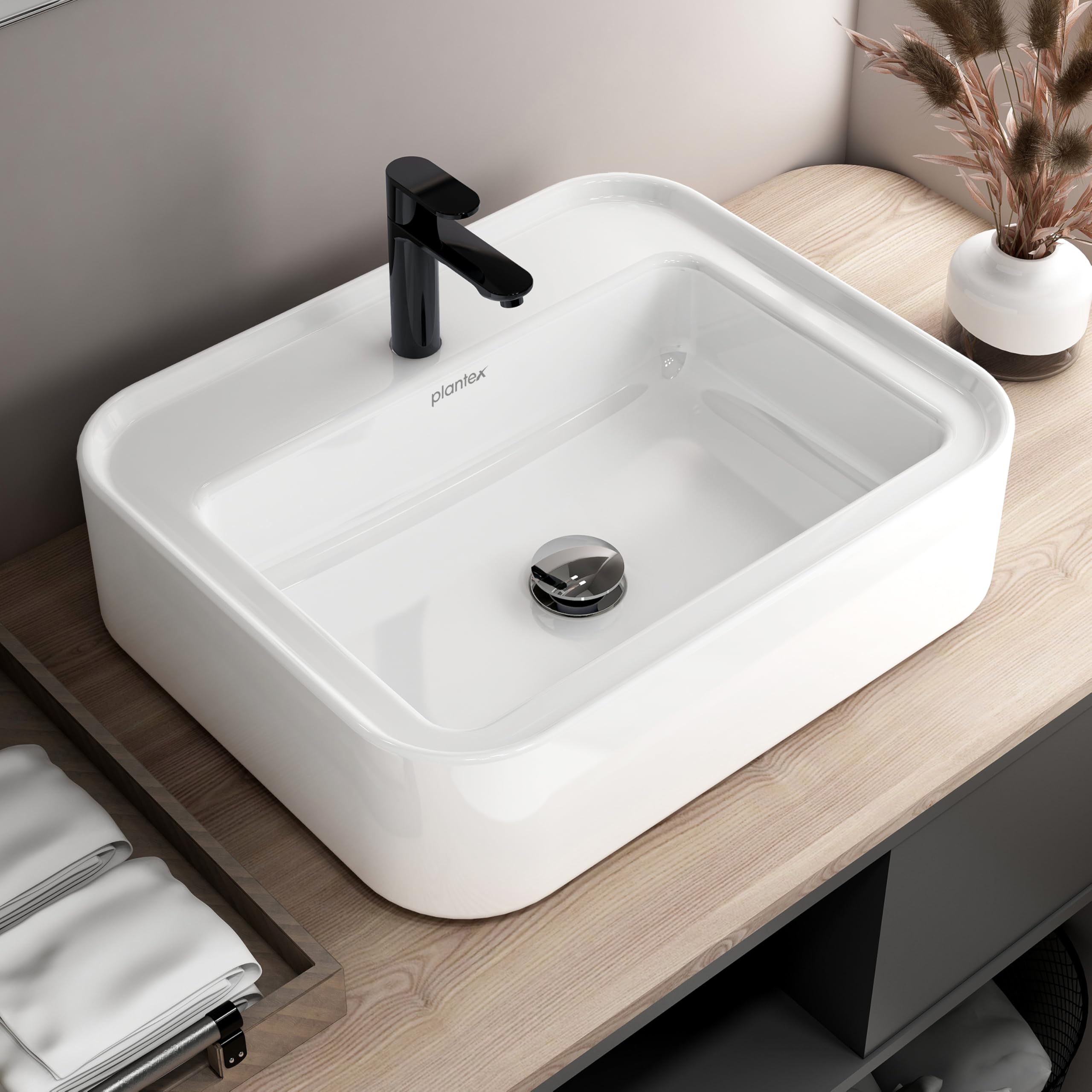 Plantex Ceramic Wash Basin/One Piece Basin for Bathroom/Table Top Washbasin for Home/Office/Hotels (White - 20.5 x 17 x 5 Inch) (B0DC3VMRTH) Amazon Price History, Amazon Price Tracker