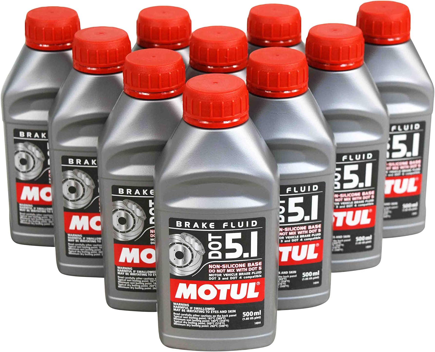 Motul (10 Pack) 100950 100% Synthetic Brake Dot 5.1 Brake Fluid 1/2 Liter or 500 ml