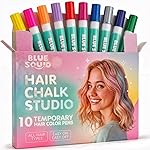 Blue Squid Hair Chalk for Girls Pens - 10 Vibrant Temporary Hair Color for Kids - Ideal Christmas, Birthday Gifts for Girls & Teens - Kid Safe, Washable Hair Dye for Ages 6 7 8 9 10 11 12