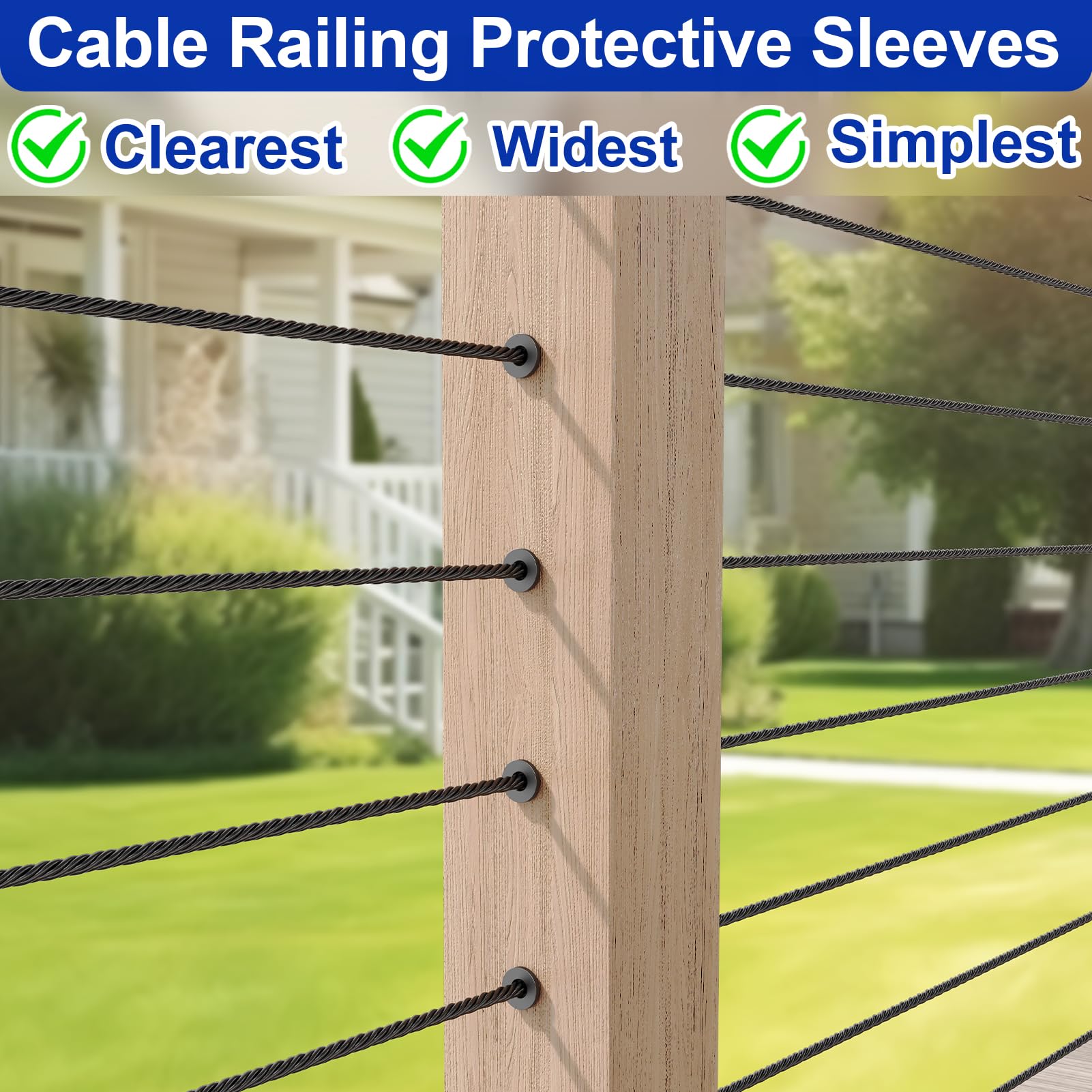Steel DN Mate Paquete de 100 fundas protectoras de acero inoxidable negro para cables de cuerda de alambre de 1/8 pulgadas, 5/32 pulgadas, 3/16 pulgadas, kit de barandilla de cable de cubierta de