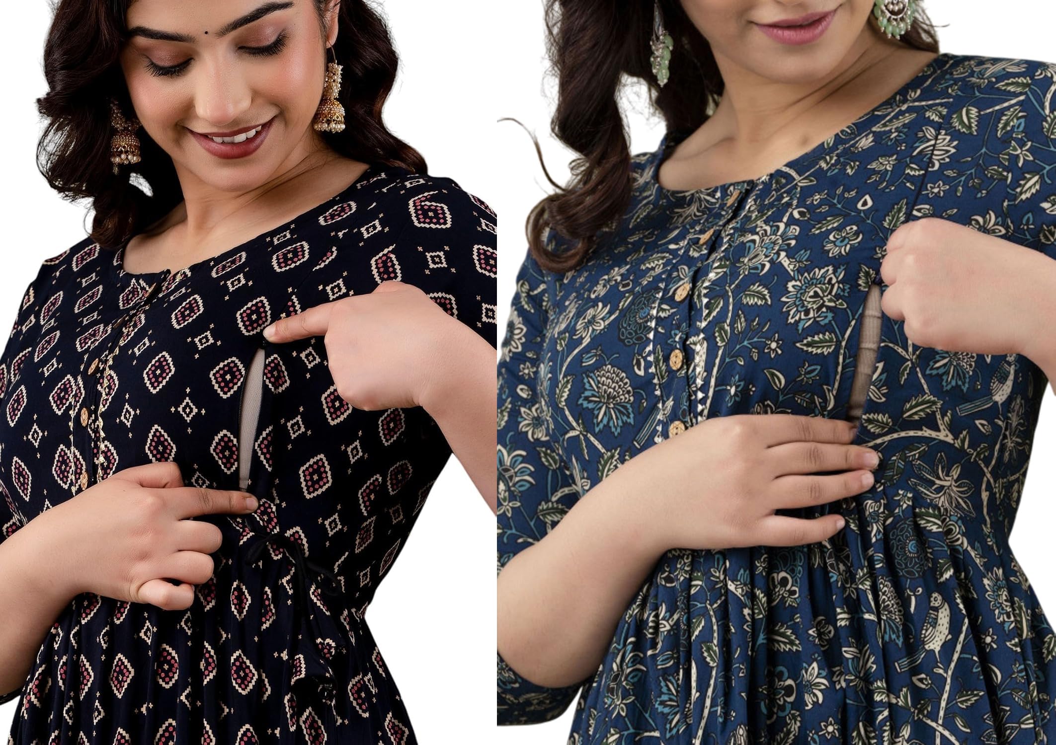 Women's Maternity Kurti for Feeding Zippers | Feeding Kurtis for Women with Concealed Zip for Pre & Post Pregnancy (Combo Pack of 2 Kurti)-picture-50