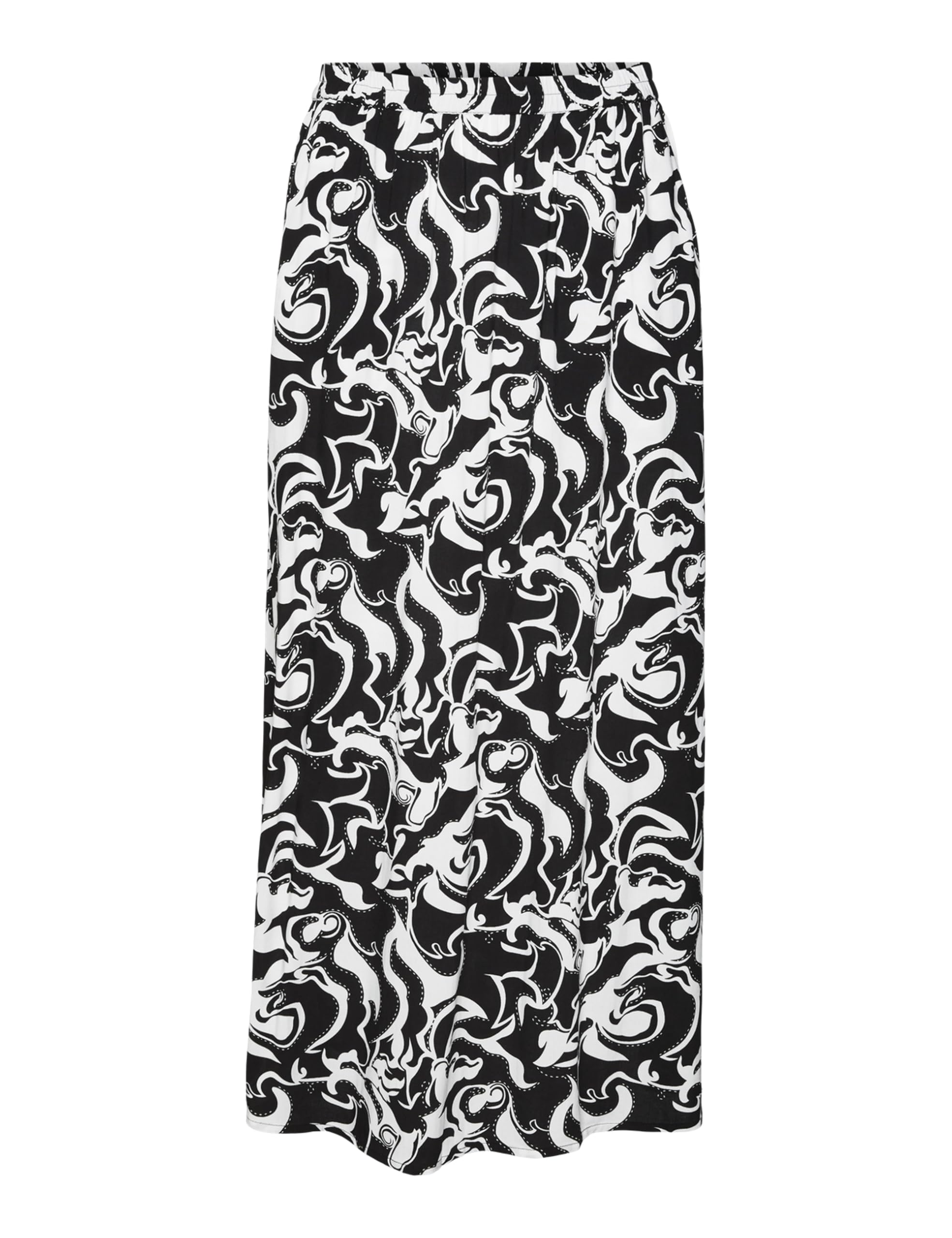 VERO MODA Women's Vmeasy Joy Ankle Skirt WVN Ga Skirt, Snow White/AOP: Black Graphical, XS