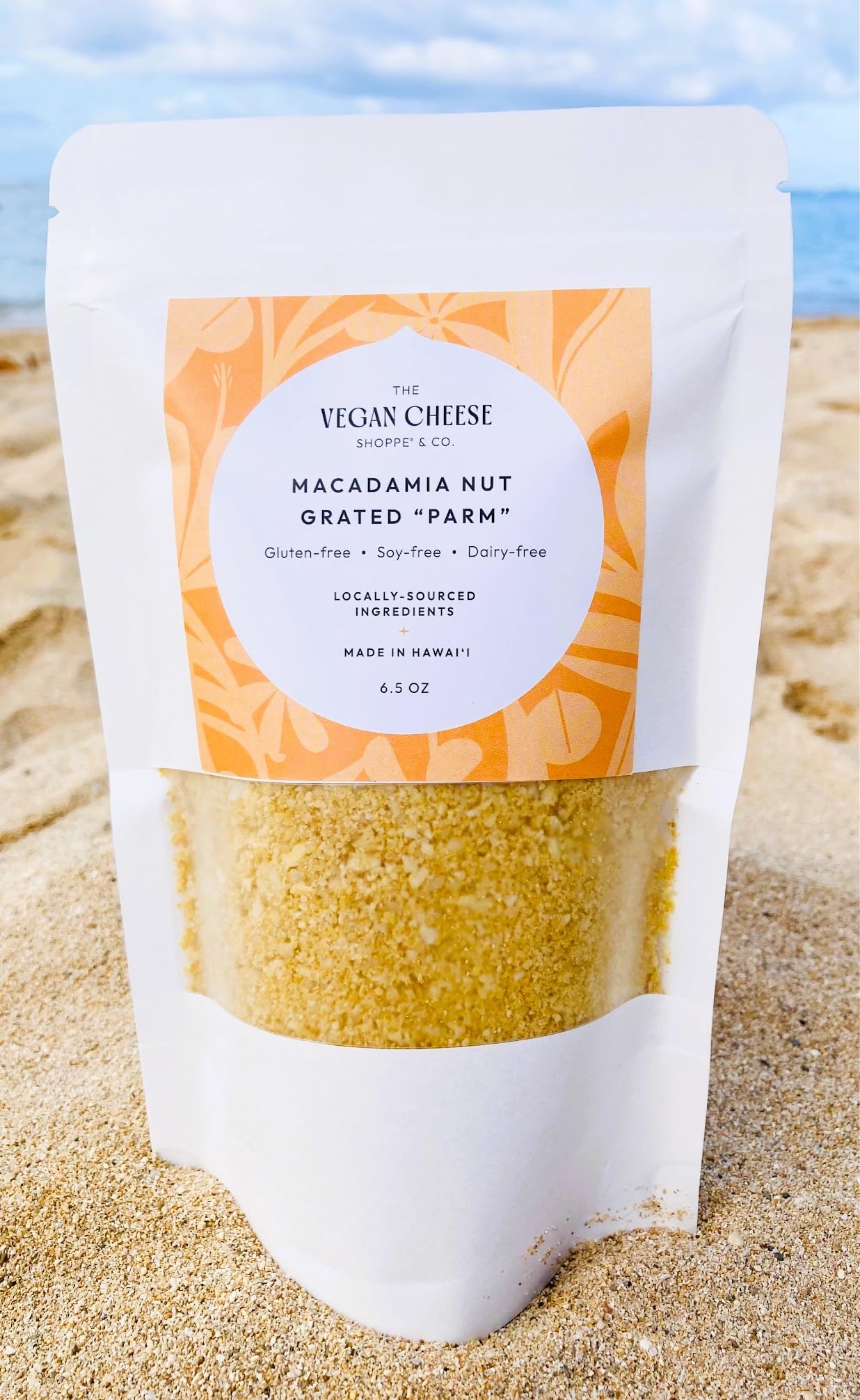 Macadamia Nut Grated "Parm". Made in Hawaii. Vegan Grated Parmesan Substitute. Dairy-Free, Gluten-Free, Soy-Free. 6.5 oz.