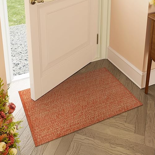 LEEVAN G - Alfombra de baño pequeña, 2 x 3 pies, lavable tejida, de perfil bajo, tapete reversible para puerta delantera, tapete de cocina de